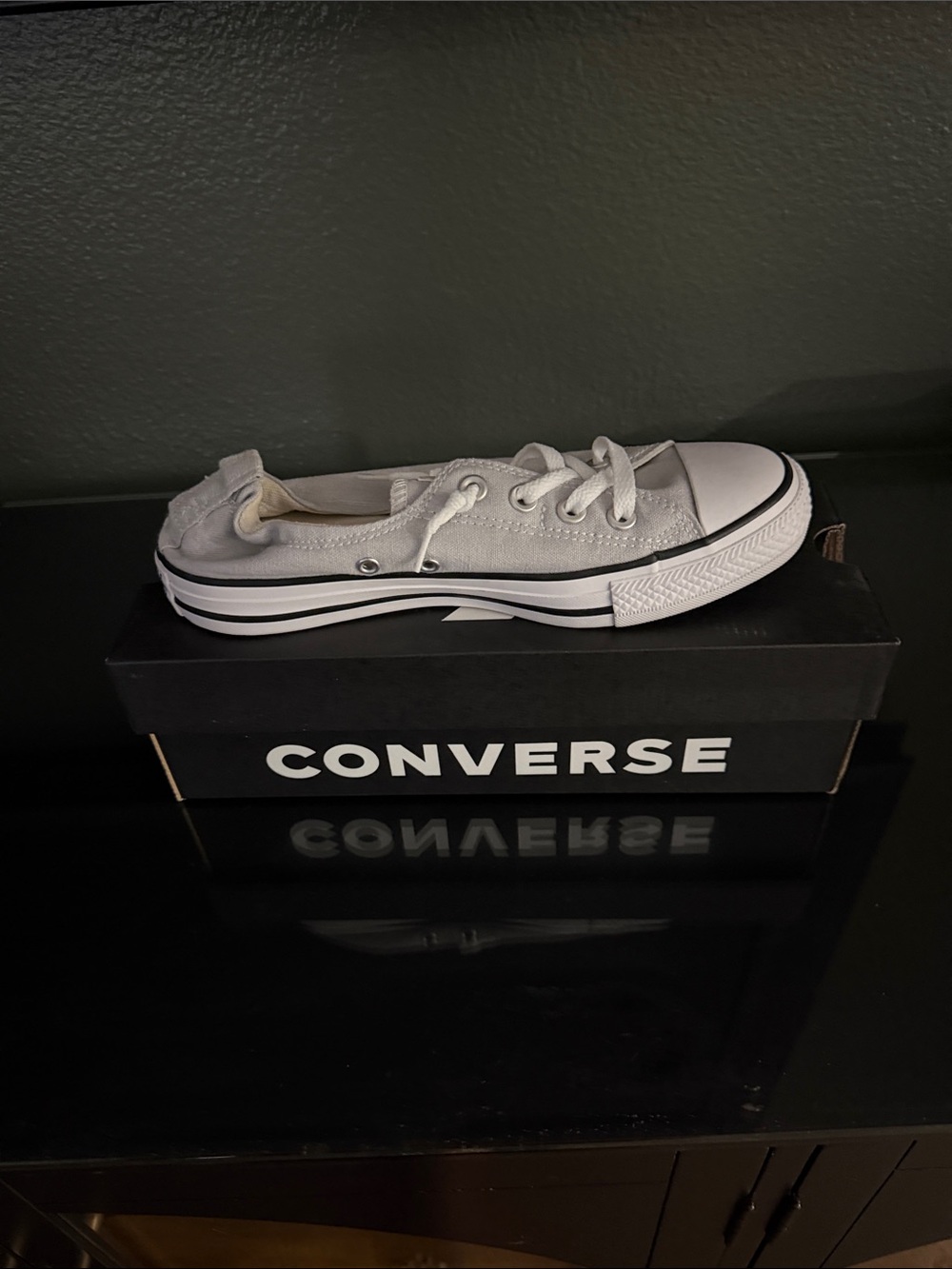 Converse Kids Slip-On Low Top Sneakers in Light Gray and White